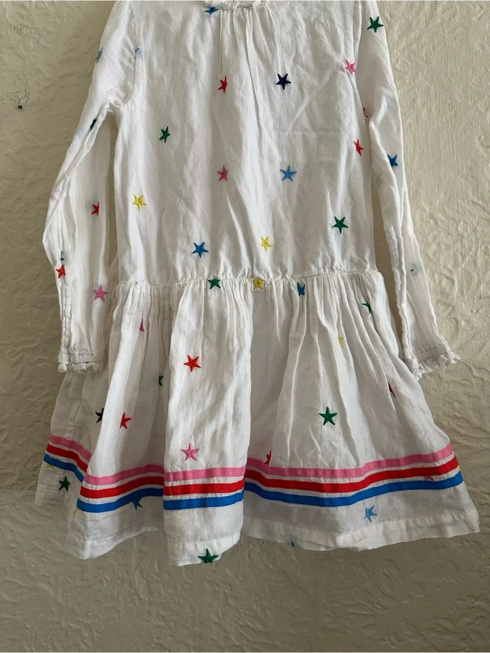 Boden White Multicolored Embroidered Stars Dress Kids Girls 7-8Y